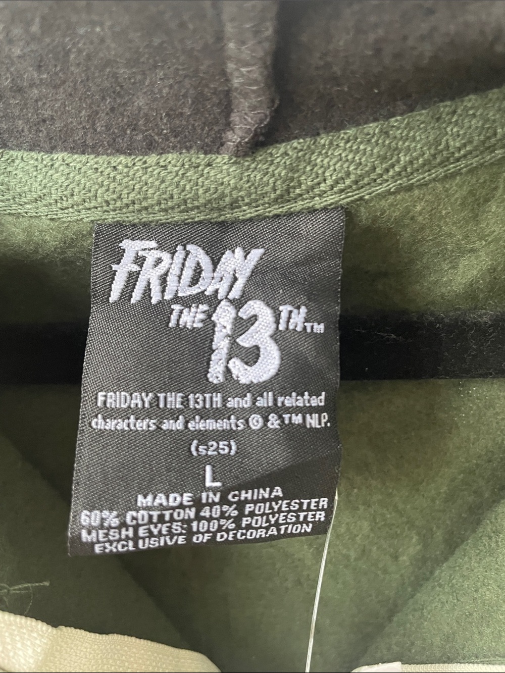 Bioworld Friday The 13th Jason Full Zip Front Green Size L Cosplay Hoodie - Picture 7 of 8